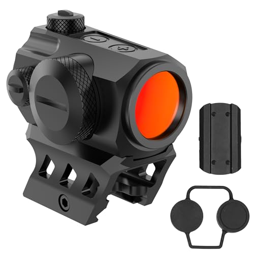 Shake Awake Red Dot Sight, 1x20mm Compact Red Dot Sight with Co-Witness Riser and Low-Profile Mount IPX7 Waterproof Fogproof Red Dot Scope 11 Brightness Settings Tactical Hunting Shooting Rifle Scope