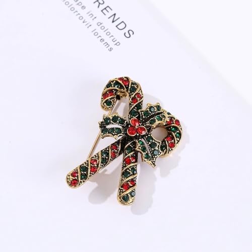 Image of Christmas Brooch Pins Crystal Christmas Tree Snowflake Jingle Bell Reindeer Enamel Brooches Holiday Party Gift for Women