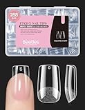 Beetles Gel Nail Tips Etch-X, Square Short, 288Pcs 12 Sizes, Pre-Etched Half Matte Full Cover Soft Acrylic Press on False Nail Tips Easy DIY Glue On Nail Extension Salon Gift for Women Girls
