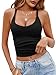 Imily Bela Womens Racerback Tank Tops Summer V Neck Ribbed Knit Yoga Workout Camisole Top Black