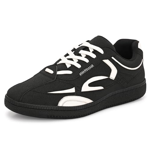 Image of Cruiser Men's Low-Top Sneakers | Chunky Platform Cushioned Insole | Trendy & Stylish Modern Lace-Up Athletic Shoes with Wave Graphic Side Panels| Retro Street Style Casual Walking Footwear (2658)