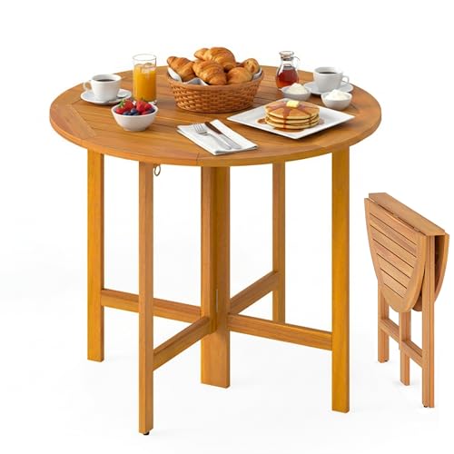 Tangkula 36 Inches Outdoor Folding Round Dining Table,...