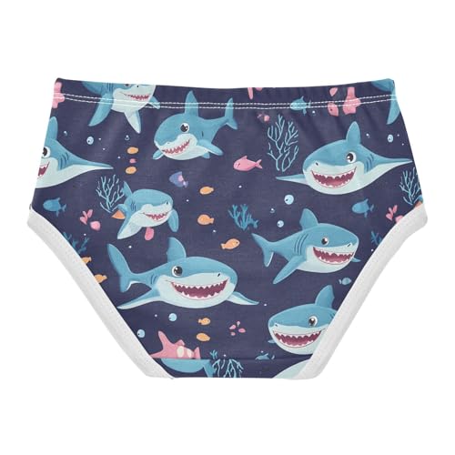 Wusikd Cartoon Sharks Fish Girls' Underwear Cotton Cute Girls Briefs Soft Toddler Underwear 2T2