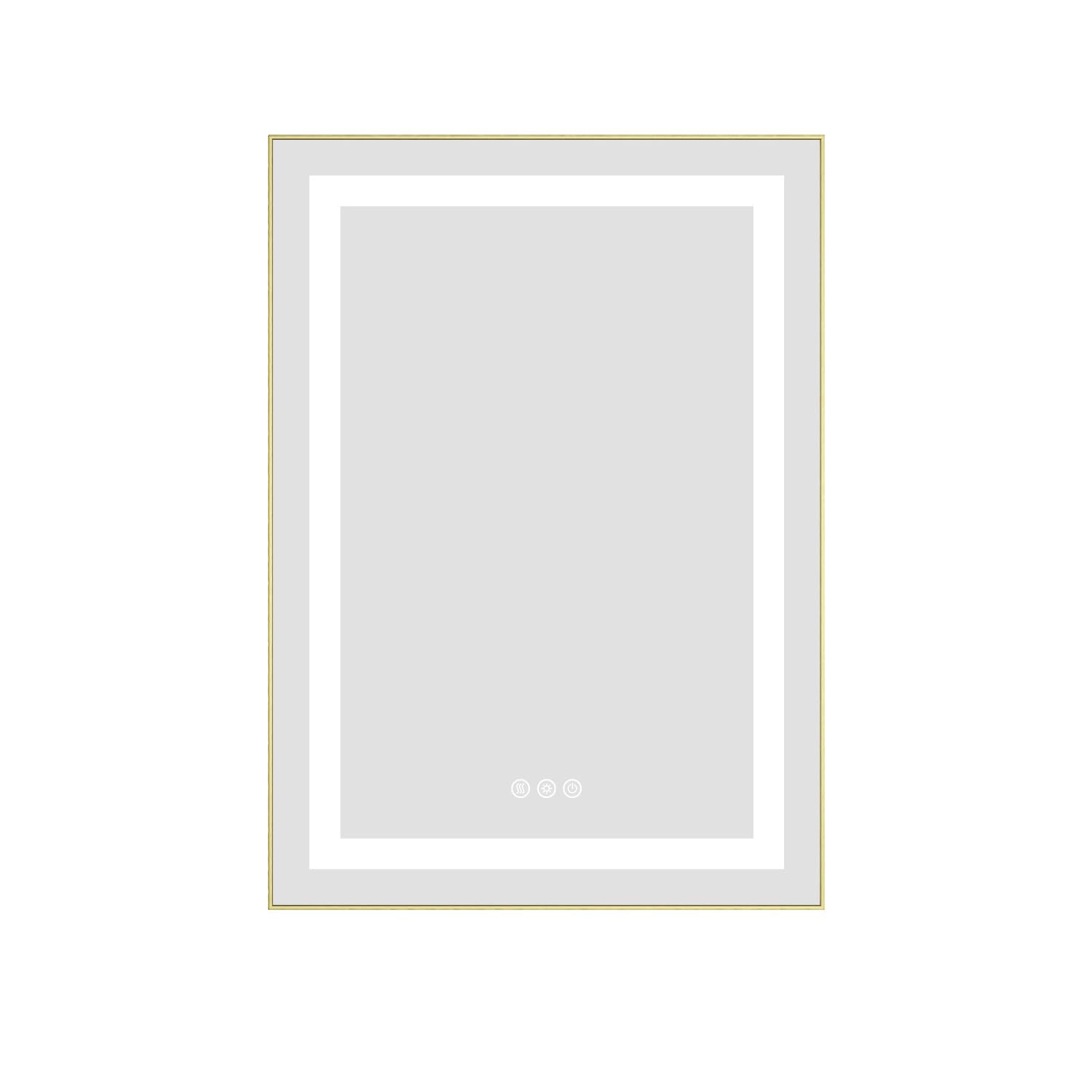 Wekuku 24-32 Inches Led Bathroom Mirror with Front & Backlight,-Fog, Memory, 3 Colors, Stepless Dimmable, Brushed Gold Aluminum Frame – Wall Mounted Vanity Mirror