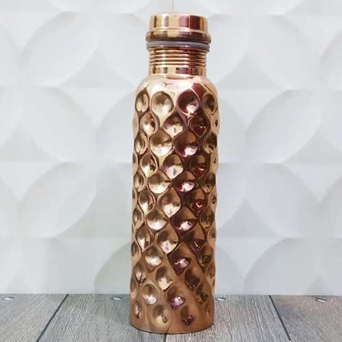 Kupfer Wasserflasche Traveller's 100% reines Kupfer Wasserflasche Gelenkfrei Ayurveda Gesundheitsvorteile Kupfer Stylische Flasche 600ml (Design 2) Cover