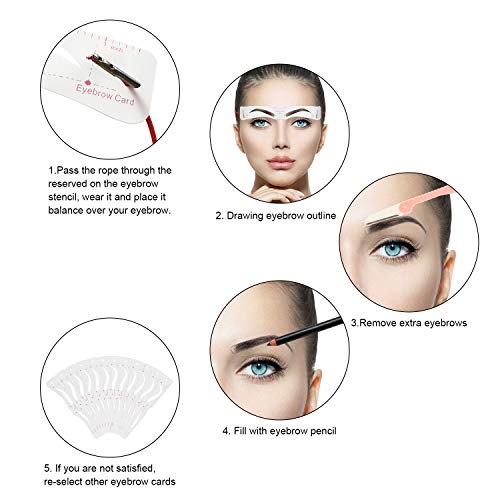 Eyebrow Stencil, 12PCS Eyebrow Shaper Kit, Reusable Eyebrow Template With Strap, 3 Minutes Eyebrows Makeup Tools For Eyebrows for beginners