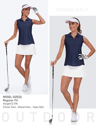 Image of AIRIKE Golf Polo Shirts for Women Sleeveless Summer Sports Athletic Fashionable Workwear-Quick Dry Womens Tank Tops