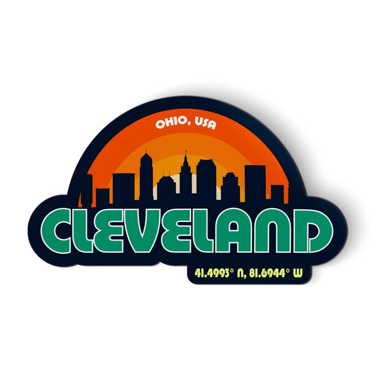 Imán Ciudad Cleveland Ohio para auto o nevera 5" miniatura 1