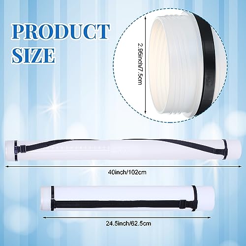 Image of Ireer 6 Pcs Expandable Poster Tube with Strap for Documents Artwork Container Poster Transport Map Holder Tube Blueprint Storage Carrying Case for Architect Teacher Student 24.5'' to 40''(White)