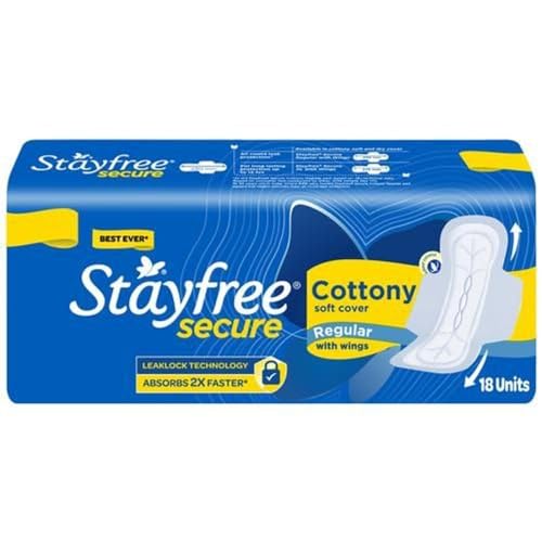 Image of STAYFREE best Secure Cottony Soft Regular Sanitary Pad Sanitary 18 Pads Each (Pack of 4)