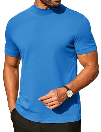 Image of COOFANDY Mens Mock Turtleneck Shirts Casual Premium Cotton Short Sleeve Shirt Basic Half Neck T-Shirts