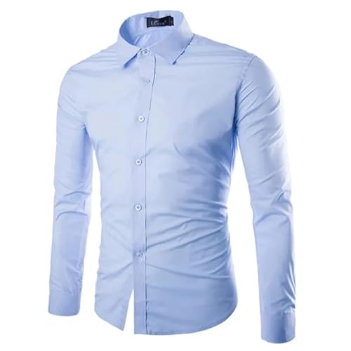 Camisa Social Masculina Executive Slim - Importada (BR, Alfa, M, Regular, Azul Claro)