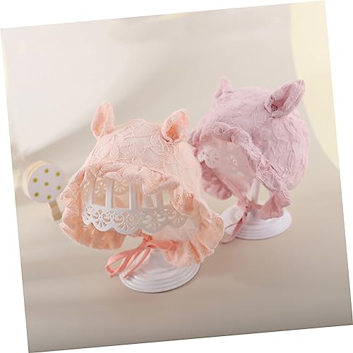 2pcs Sun Protection Caps Lace Bonnet Breathable Soft Hats for Spring Summer Photography Orange2