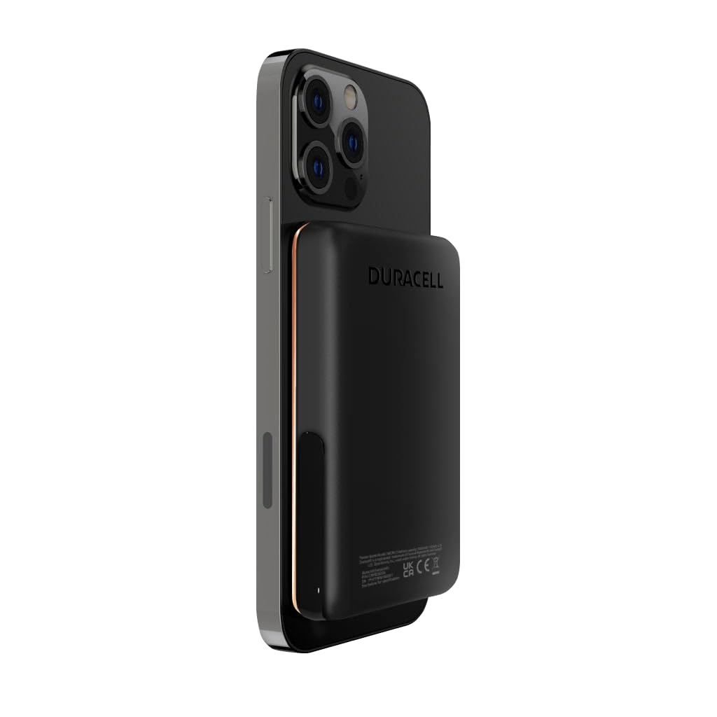 Duracell Magnetic Powerbank 5000mah Magsafe Compatible Fast Charging Wireless Powerbank with Flip Stand Slim External Battery for iPhone, iPad, Android, Samsung & Airpods