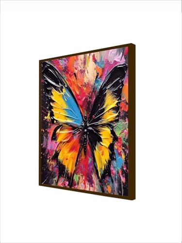 Image of Artsense Painting for wall decoration Abstract wall painting for living-Rainbow colors butterfly painting for home decoration with frame-Multicolor /20x20 inches /(50x50 cm) (Rainbow)