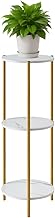 NICEME 90 cm Tall Plant Pot Stand Rack Corner Shelf, Cake Table Tall Side End Table for Living Room, Indoor (White, Round 3 Tier)