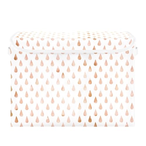 KLL Little Blush Drops - Cajas de almacenamiento blancas para organizar con asa de tapa para habitación de hojas