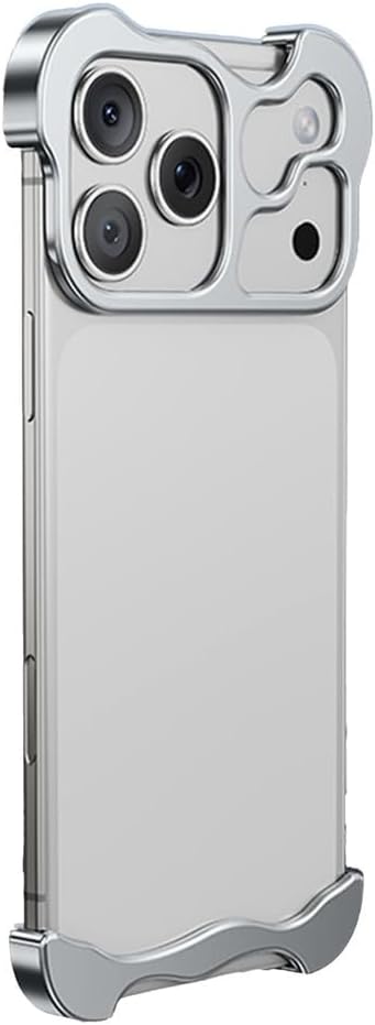 Case for iPhone 17 Pro Max/17 Pro/Air/17, Aluminum Alloy Shockproof Cover with Lens Protector ShellSilver,17 Pro