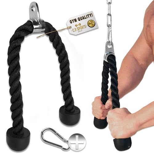 C.P. Sports Trizeps-Seil, Trizepsseil, Bizepsseil 70cm | Seil für Zugübungen, Kabelzug, Seilzug, Latzug, Krafttraining, Fitness, Bodybuilding | mit 8mm Karabiner C.P. Sports Trizeps-Seil, Trizepsseil, Bizepsseil 70cm | Seil für Zugübungen, Kabelzug, Seilzug, Latzug, Krafttraining, Fitness, Bodybuilding | mit 8mm Karabiner
