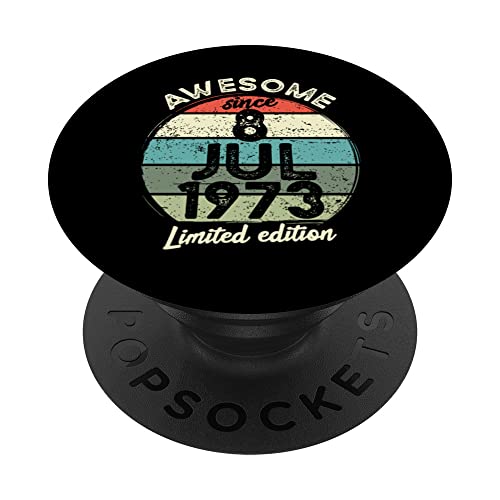 Camiseta de cumpleaños de 50 años, 8 de julio de 1973, 50 cumpleaños PopSockets PopGrip Intercambiable