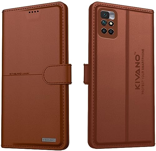 Image of KIVANO Compatible with Xiaomi Redmi 10 Prime Flip Cover | Leather Finish | Inside Pockets & Inbuilt Stand | Shockproof Wallet Style Magnetic Closure Back Cover Case