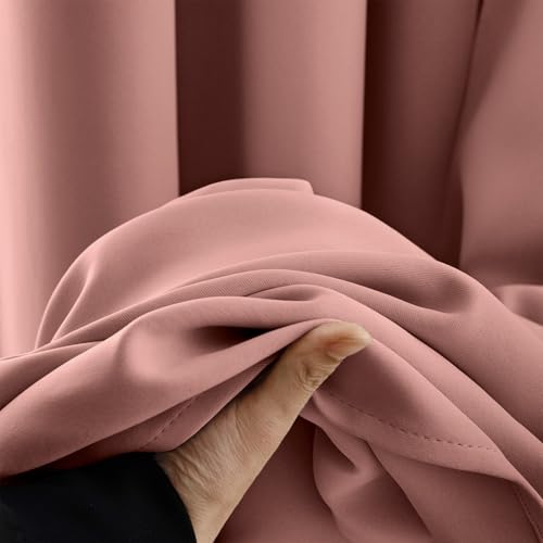 Image of MIULEE Dusty Rose Blackout Bedroom Curtains Drapes 84 Inch Long 52 inchx84 inch | Grommet Top, Room Darkening Window Drapes, Privacy Protection, Thermal Insulated, Heat Blocking, Light Blocking