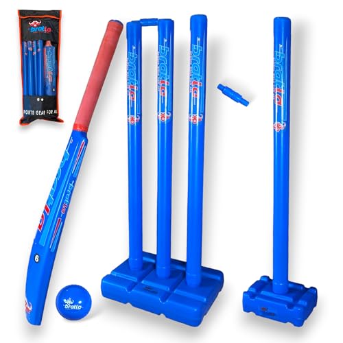 Cricket Plastic Set Blaster Beach Set Blue Play in Backyard Bat, Balls, Stumps and Carry Bag for All Ages (Blue, Size 6)
