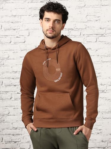 Image of Nobero Printed Hoodies for Man | 280 GSM Rich Cotton Fleece Hooded Full Sleeve Sweatshirt for Man | Stylish Casual Wear Winter Hoodies for Men