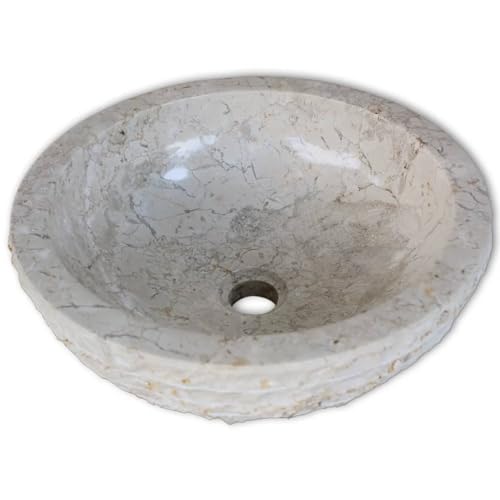 Lavabo rústico de mármol natural de 40 cm para baños pequeños 5