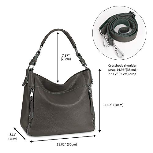 Image of YALUXE Women's Real Leather Shoulder Bags Hobo Handbag Purse Crossbody Bag