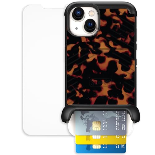 Scooch for iPhone 13 Wallet Case Card Holder, Wingmate, Tortoise Shell