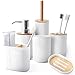 MUY Porte-Brosse à Dents en Bois de Bambou gargarisme Tasse boîte à Savon boîte à Savon Brosse de Toilette Distributeur de Savon ménage Salle de Bain Ensemble de Toilette Pâques pour Les Femmes