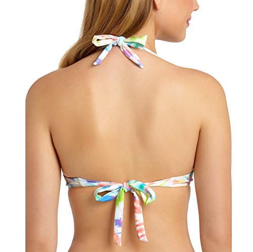 California Waves Top de biquíni júnior com tiras e aro com estampa tie dye, Tingimento Multi, S