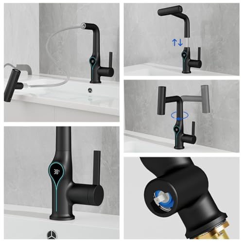Grifo de lavabo para evitar quemaduras con sensor de temperatura y caño extensible 6