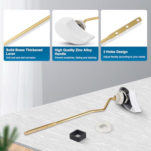 Image of iFealClear Metal Toilet Handle Replacement Compatible with TOTO THU068-CP Trip Lvr for St743S, St406 Soild Brass Toilet Tank Flush Lever, Side Mount Toilet Trip Levers, White