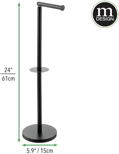 Miniatura 5 de mDesign Soporte moderno de acero para papel higiénico, soporte dispensador de papel higiénico para organización de almacenamiento de baño, capacidad