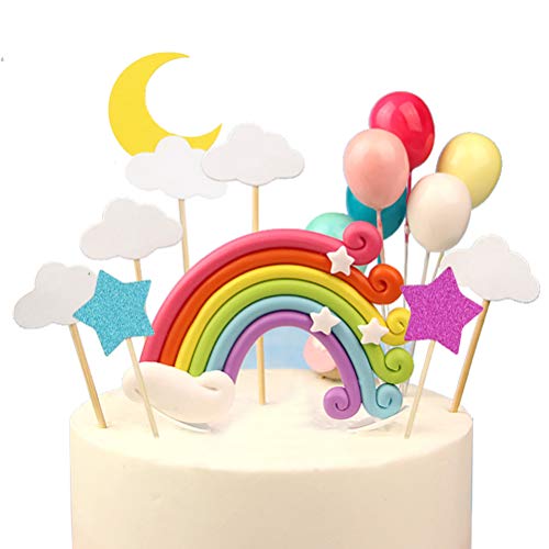 1 Pezzo Decorazione Torta Di Compleanno Arcobaleno Carino Topper Per
