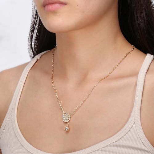 Lovematch Tennis Lariat Plus Racket and Ball Necklace - 18K Gold Plated Over Sterling Silver | Tennis Charm Necklace for Women, Christmas Gifts for Tennis Lovers3