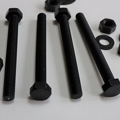 10x Tornillo de cabeza Hexagonal Polipropileno Negros (PP), Pernos Tornillos y Tuercas de Plástico, M8 x 100mm, arandelas