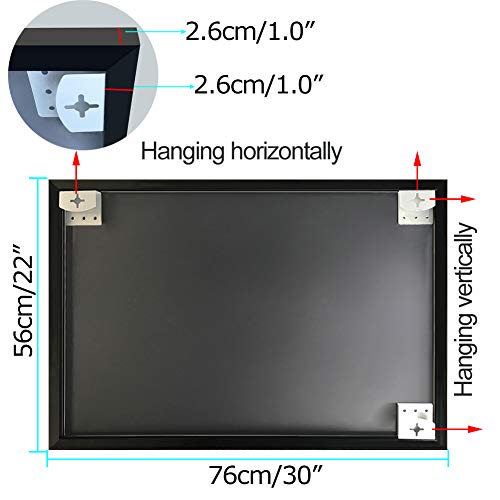 Calenzana 22x30 Wall Mirror with Black Frame, Explosion-Proof Beveled Hanging Mirrors for Bathroom Living Room Bedroom Makeup Vanity - Thumbnail 2