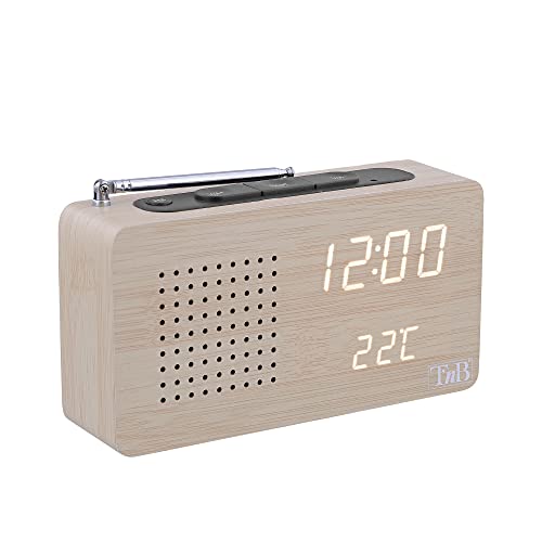 T'nB Woody - Radio-Réveil Numérique, Alimentation Secteur, 1 Alarme Programmable, Radio FM avec...