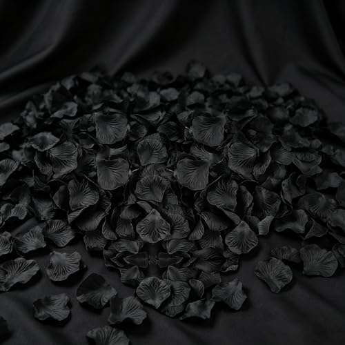 Image of 300PCS Fake Rose Petals for Romantic Night Romantic Festive Atmosphere Creation for Marriage Proposa Wedding Valentine's Day Decoration Party Activities (Black)