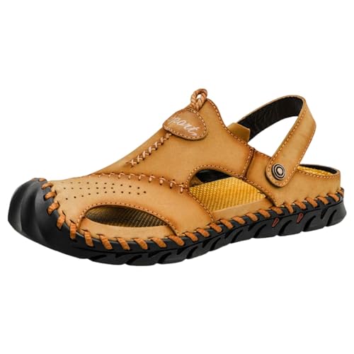 Sandalias de cuero para hombre transpirables con suela de goma antideslizante