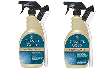 Granite Gold Grout Cleaner And Scrub Brush - Acid-Free Tile And Grout Cleaning For Dirt, Mildew, Mold - 24 Ounces (2 pack)