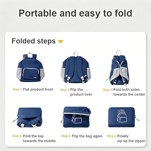 Mochila impermeable plegable para viaje liviana y amplia miniatura 6