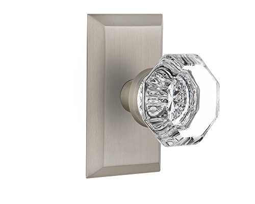 Nostalgic Warehouse Studio Plate with Waldorf Knob, Double Dummy, Satin Nickel
