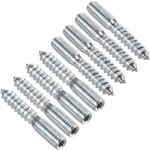 Image of TOP-VIGOR 8Pcs M8x50mm Double Headed Bolts Self Tapping Screw, Double Ended Dowel Screws, Screw Dowels Hanger, Threaded Lag Wood Screws and Machine Bolts for Wood Joint Furniture