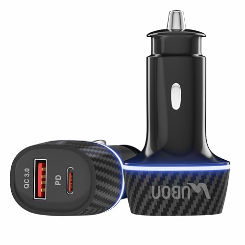 Image of UBON CH 283 Rocket Series 60W QC + PD Car Charger | Super Fast Car Charging Adapter with WARP, Dash & Dart Support | Dual Output Compact Car Charger for iPhone, Android Smartphones & Devices (Black)