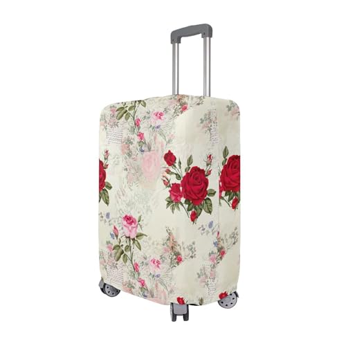 Joisal Suitcase Covers Luggage Protector Custom Vintage Floral Pink Red Roses Anti-scratch Flower Travel Vacation Essentials, S, Fits 18-20 Inch Case3