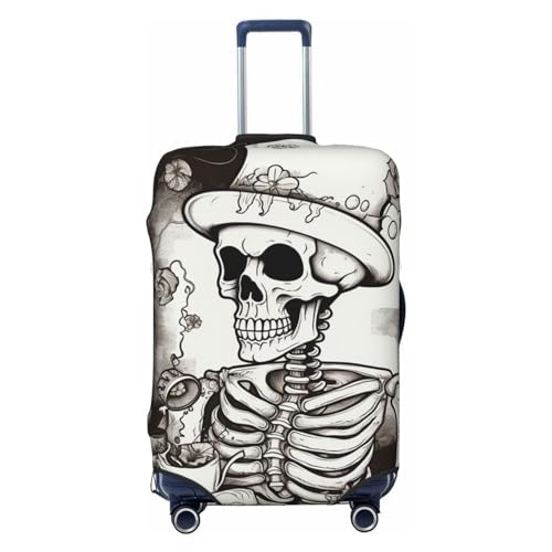 Skeleton Chef Luggage Cover Washable Suitcase Cover Tsa Approved Elastic Spandex Suitcase Protector Anti-Scratch Travel Baggage Covers Fit 18-32 Inch Luggage